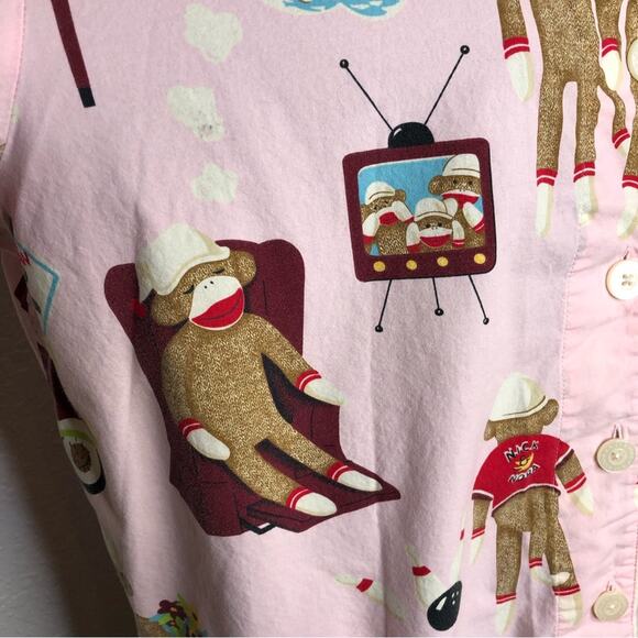 Nick & Nora pink sock monkey leisure time pajama top size 3XL - Picture 9 of 16